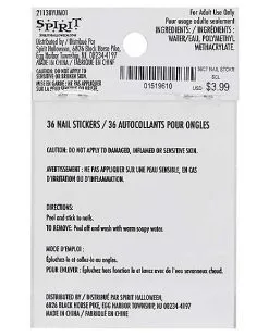 Spirit Halloween Spooky Nail Stickers -Spooky Costume Store 01519610 c