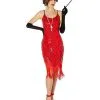 Spirit Halloween Adult Red Sequin Flapper Dress -Spooky Costume Store 01520725 a