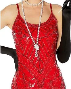 Spirit Halloween Adult Red Sequin Flapper Dress -Spooky Costume Store 01520725 c