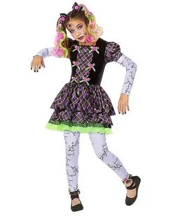 Spirit Halloween Kids Neon Broken Doll Costume