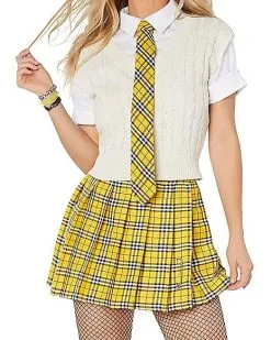 Spirit Halloween Adult Yellow Plaid Plus Size Skirt -Spooky Costume Store 01524537 c