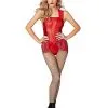 Spirit Halloween Adult Red Leather Lace Bodysuit -Spooky Costume Store 01527290 a