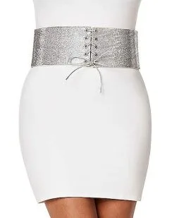 Spirit Halloween Silver Rhinestone Waist Cincher