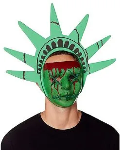 Spirit Halloween EL Wire LED Lady Liberty Half Mask - The Purge -Spooky Costume Store 01546357 c