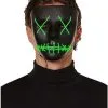 Spirit Halloween Light Up EL Wire Green Stitched Black Half Mask