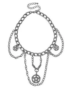Spirit Halloween Pentagram Chain Choker Necklace