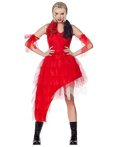Spirit Halloween Adult Harley Quinn Red Dress - The Suicide Squad 3 Spirit Halloween Adult Harley Quinn Red Dress - The Suicide Squad