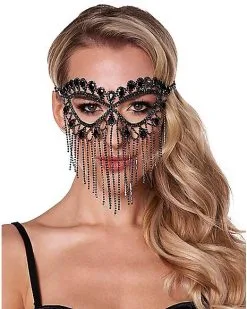 Spirit Halloween Rhinestone Fringe Eye Mask