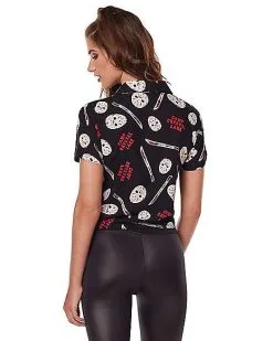 Spirit Halloween Jason Voorhees Tie Front Shirt - Friday The 13th -Spooky Costume Store 01557842 b