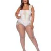 Spirit Halloween White Faux Leather Lace Plus Size Bodysuit -Spooky Costume Store 01558923 a