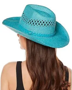 Spirit Halloween Blue Straw Cowboy Hat -Spooky Costume Store 01573013 b