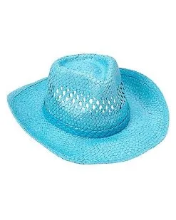 Spirit Halloween Blue Straw Cowboy Hat -Spooky Costume Store 01573013 c