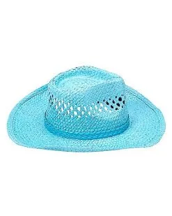 Spirit Halloween Blue Straw Cowboy Hat -Spooky Costume Store 01573013 f
