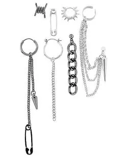 Spirit Halloween Punk Mismatched Earring Set - 7 Pack