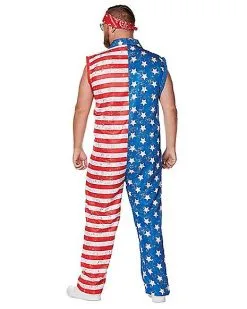Spirit Halloween Adult Stars And Stripes Plus Size Jumpsuit Costume 5 Spirit Halloween Adult Stars And Stripes Plus Size Jumpsuit Costume -Spooky Costume Store 01576016 b
