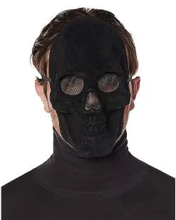 Spirit Halloween Black Velvet Skull Half Mask