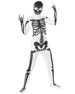 Spirit Halloween Black And White Skeleton Skin Suit Costume
