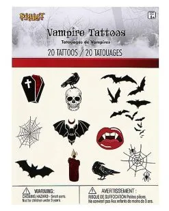 Spirit Halloween Vampire Temporary Tattoos 9 Spirit Halloween Vampire Temporary Tattoos -Spooky Costume Store 01580661 d