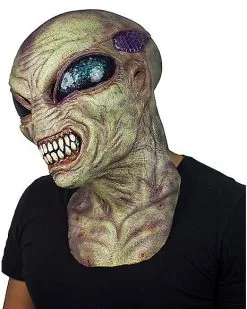 Spirit Halloween Green Alien Full Mask -Spooky Costume Store 01582659 c