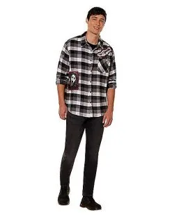 Spirit Halloween Adult Ghost Face Flannel Shirt 7 Spirit Halloween Adult Ghost Face Flannel Shirt -Spooky Costume Store 01587112 c