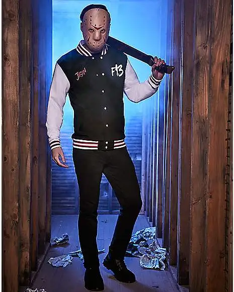 Spirit Halloween Adult Jason Voorhees Varsity Jacket - Friday The 13th 3 Spirit Halloween Adult Jason Voorhees Varsity Jacket - Friday The 13th