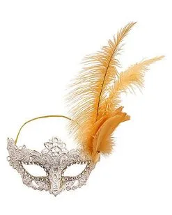 Spirit Halloween Gold Feather And Lace Eye Half Mask 9 Spirit Halloween Gold Feather And Lace Eye Half Mask -Spooky Costume Store 01587898 c