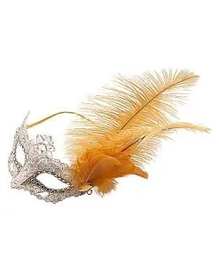 Spirit Halloween Gold Feather And Lace Eye Half Mask 10 Spirit Halloween Gold Feather And Lace Eye Half Mask -Spooky Costume Store 01587898 d