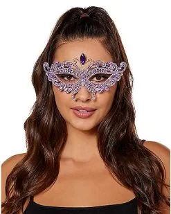 Spirit Halloween Purple Butterfly Crystal Eye Half Mask