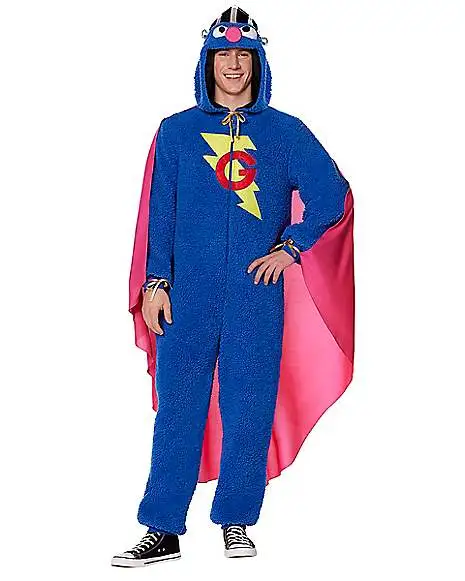 Spirit Halloween Adult Super Grover Union Suit - Sesame Street 3 Spirit Halloween Adult Super Grover Union Suit - Sesame Street