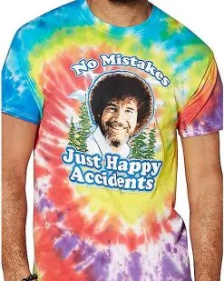 Spirit Halloween Happy Accidents Tie Dye Bob Ross T Shirt -Spooky Costume Store 03211547 c
