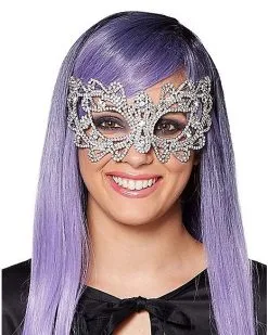 Spirit Halloween Ribbon Rhinestone Half Mask