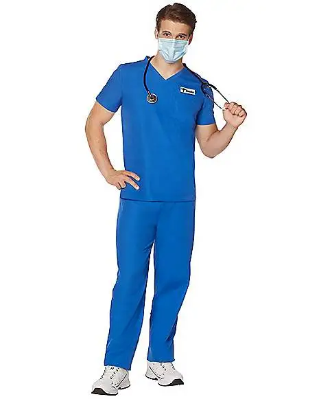 Spirit Halloween Adult Blue Medical Scrubs Costume 5 Spirit Halloween Adult Blue Medical Scrubs Costume - Image 3
